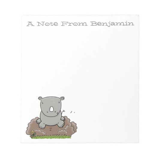 Bloc-note Cute baby rhino green cartoon illustration (Devant)