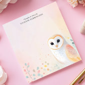 Bloc-note Cute Barn Owl Pastel Feathes Nom personnalisé