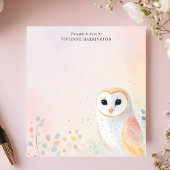 Bloc-note Cute Barn Owl Pastel Feathes Nom personnalisé