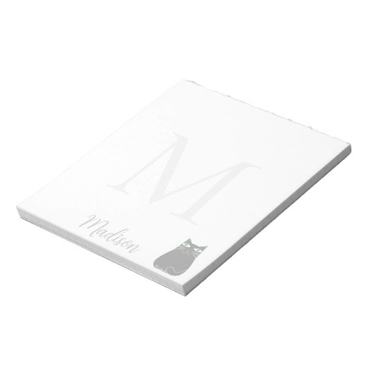Bloc-note Cute Black Cat Custom Name Initial  (Tourné)