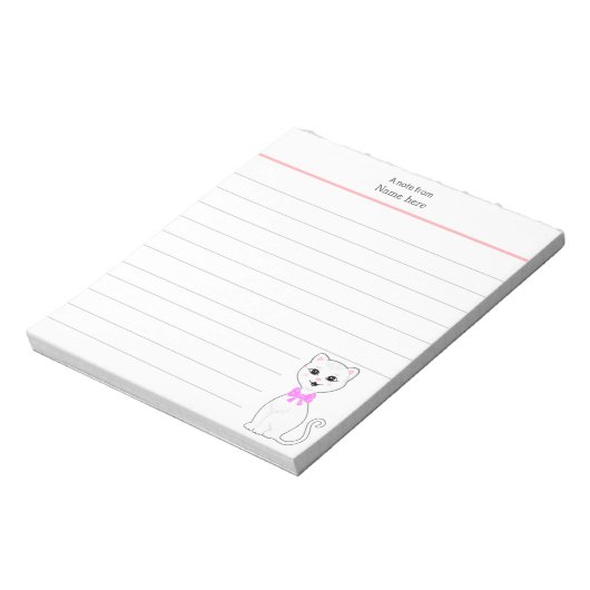 Bloc-note Cute Blanc Chat Lined (Tourné)