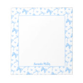 Bloc-note Cute Blue Coquette Bows Hearts Personalized Name (Devant)