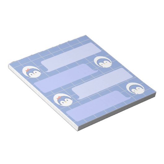 Bloc-note Cute Blue Penguin Notepad | Minimal Grid Me (Incliné)