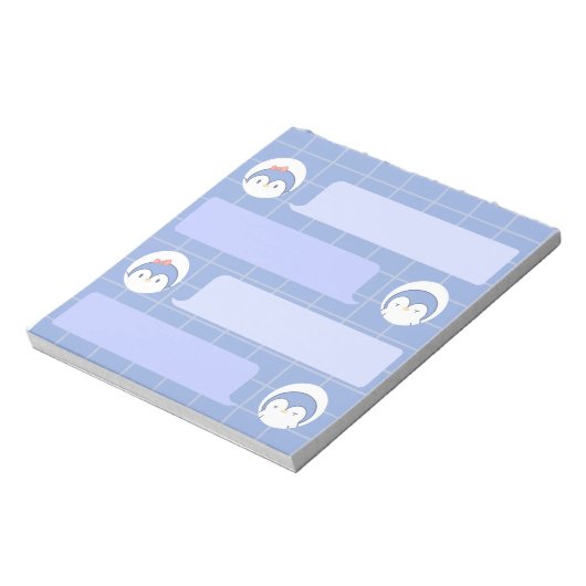 Bloc-note Cute Blue Penguin Notepad | Minimal Grid Me (Tourné)