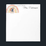 Bloc-note Cute Boho Rainbow Bunny Custom Appréciation de l'e<br><div class="desc">Bloc-notes personnalisé pour un cadeau d'appréciation de l'enseignant avec de l'aquarelle mignonne peinte en arc-en-ciel boho et un sac portatif lapin.</div>