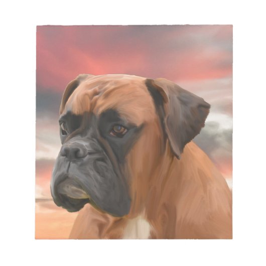 Bloc-note Cute Boxer Dog Eau Couleur Huile Peinture Art (Devant)