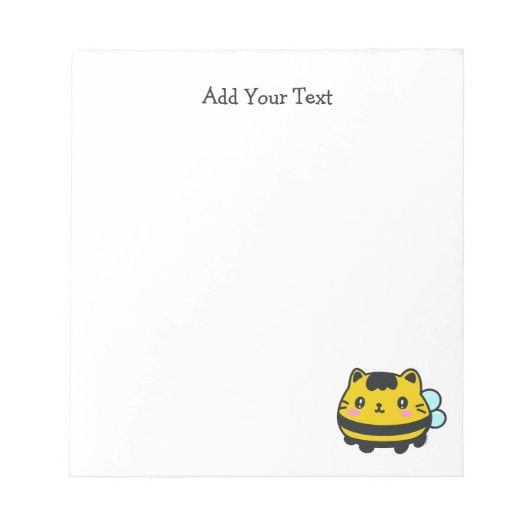 Bloc-note Cute Bumblebee Chat avec texte personnalisé (Devant)