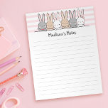 Bloc-note Cute Bunnies Personnalisé<br><div class="desc">Personnalisez facilement ce bloc-notes avec votre nom et votre titre personnalisés. Le design est composé d'une bande de mignons lapins de dessins animés dessinés à la main.</div>