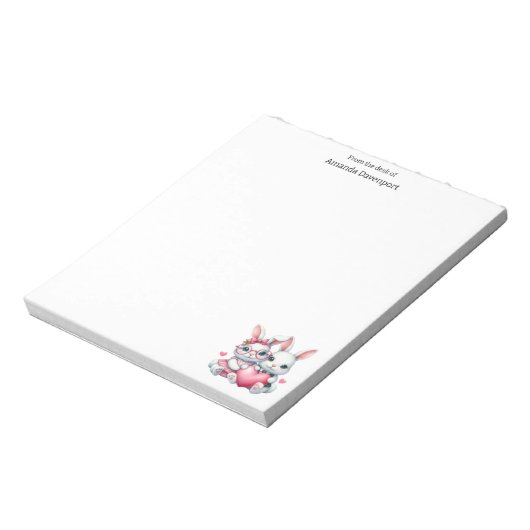 Bloc-note Cute Bunnies Sharing a Heart (Tourné)