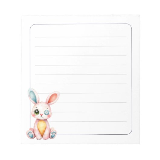 Bloc-note Cute Bunny 5.5 x 6 Rabbit Stationery Gift Lined (Devant)