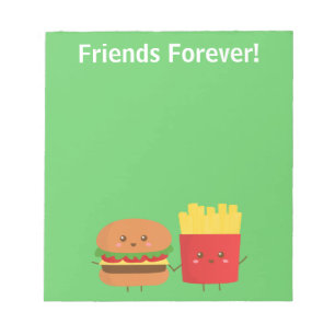 Bloc-note Cute Burger et Frites Amis pour Toujours