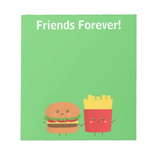 Bloc-note Cute Burger et Frites Amis pour Toujours (Devant)