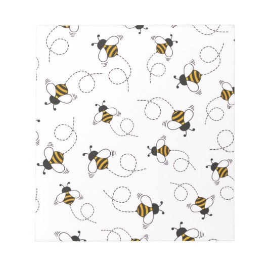 Bloc-note Cute Cartoon Bee Honeybee Seamless Pattern Sticky (Devant)