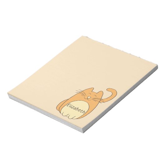 Bloc-note Cute Cartoon Chat Ajouter un nom | Beige (Tourné)