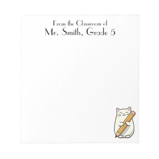 Bloc-note Cute Chat & Crayon, Appréciation de l'enseignant,  (Devant)