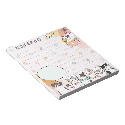 Bloc-note Cute Chats Kitten avec Empreinte de patte Arrière  (Incliné)