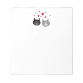 Bloc-note Cute Chats Noirs et Gris, avec Coeurs. (Devant)