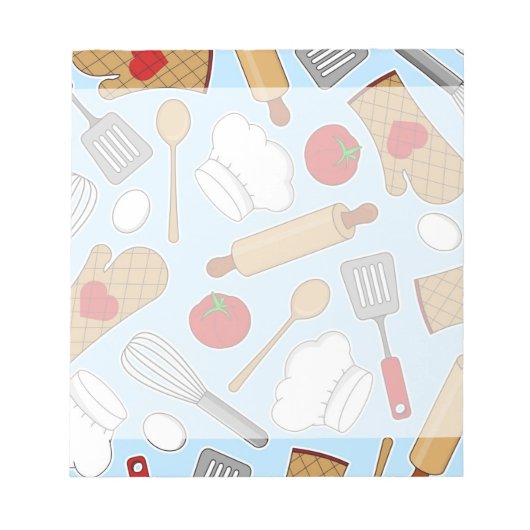 Bloc-note Cute Chef / Cuisinier Amour Motif Bleu (Devant)