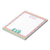 Bloc-note Cute Chevron Cactus Fleurs roses Enseignant (Tourné)