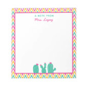 Bloc-note Cute Chevron Cactus Fleurs roses Enseignant (Devant)