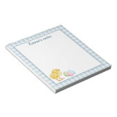 Bloc-note Cute Chick And Pastel Eggs On Blue Gingham Easter (Incliné)