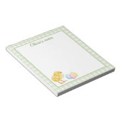Bloc-note Cute Chick And Pastel Eggs On Green Gingham Easter (Incliné)