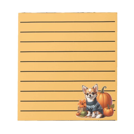 Bloc-note Cute Chihuahua en Sweat avec Citrouille (Devant)