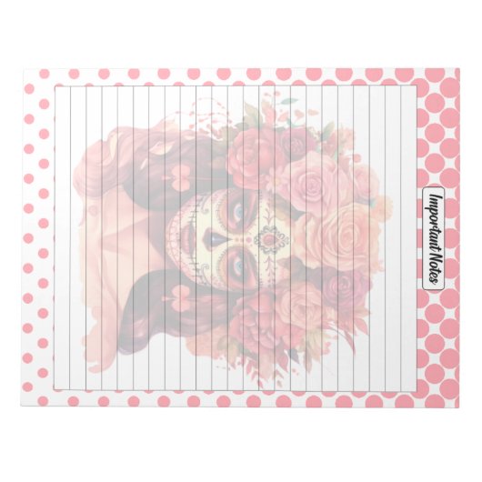 Bloc-note Cute crâne à sucre Notes importantes (Devant)