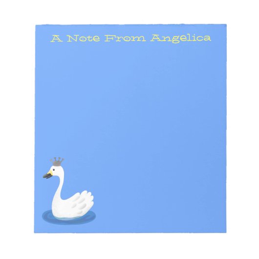 Bloc-note Cute cygne blanc avec dessin de la couronne (Devant)