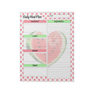 Bloc-note Cute Daily Mouth Waters Watermelon Meal Planner
