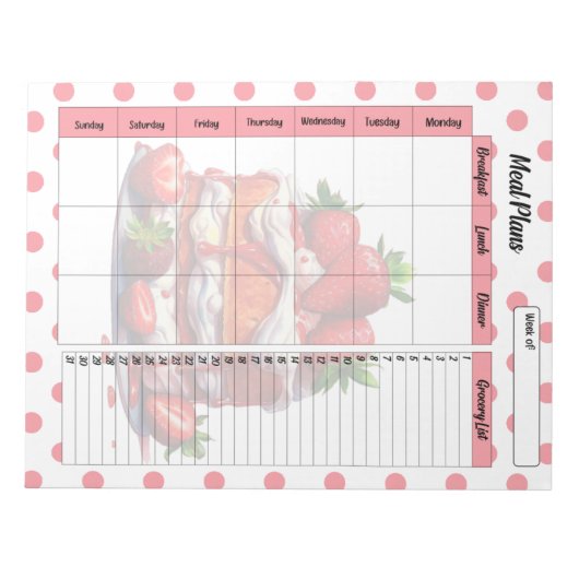 Bloc-note Cute Daily Strawberry Traitements Planificateur de (Devant)