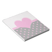 Bloc-note Cute, douce forme de coeur rose, pois rose (Incliné)