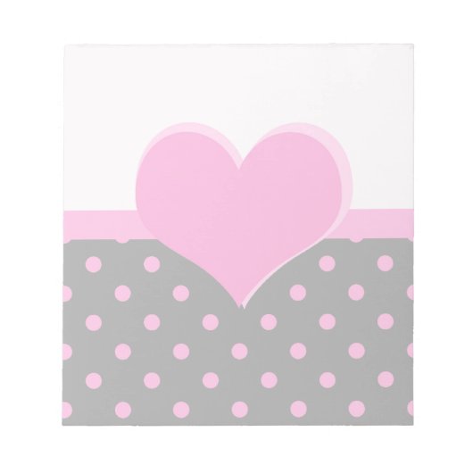 Bloc-note Cute, douce forme de coeur rose, pois rose (Devant)