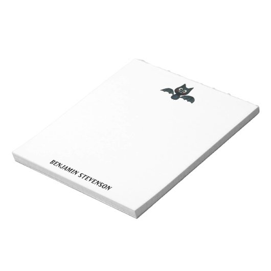 Bloc-note Cute drôle chauve-chauve-souris noire avec nom (Tourné)