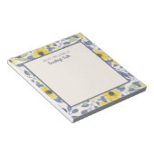 Bloc-note Cute Dusty Blue Yellow Flowers crème du bureau de (Incliné)