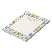 Bloc-note Cute Dusty Blue Yellow Flowers crème du bureau de (Tourné)