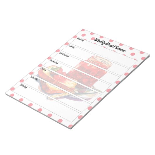 Bloc-note Cute fraise Traitements Weekly Meal Planner (Incliné)