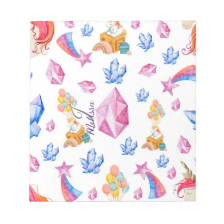 Bloc-note Cute Girl rose arc-en-ciel étoile Monogram Unicorn