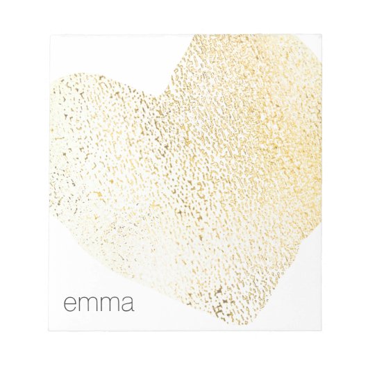 Bloc-note Cute Girly Gold Heart Nom personnalisé (Devant)