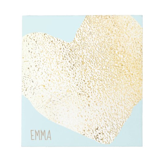 Bloc-note Cute Girly Gold Heart Nom personnalisé (Devant)