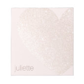 Bloc-note Cute Girly Pink Glitter Heart Personalized (Devant)