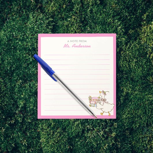 Bloc-note Cute Goose Holding Books Teacher Appreciation Gift