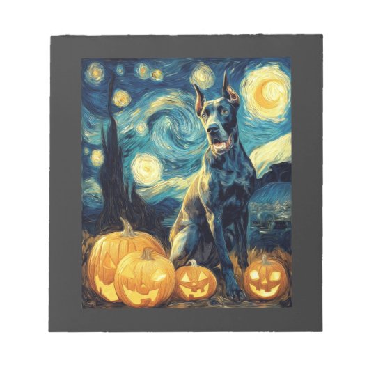 Bloc-note Cute Great Dane Dog Halloween Jack O Lantern Pumpk (Devant)