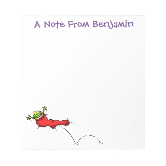Bloc-note Cute grenouille dans une chaussette rouge saut de (Devant)