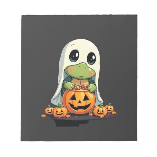 Bloc-note Cute Halloween Turtle Ghost with Candy (5) (Devant)