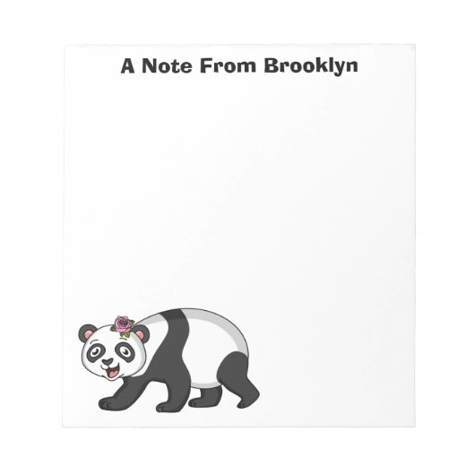 Bloc-note Cute happy panda bear with flower cartoon (Devant)