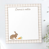 Bloc-note Cute Hare With Carrots On Beige Gingham Easter