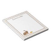 Bloc-note Cute Hare With Carrots On Beige Gingham Easter (Incliné)