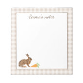 Bloc-note Cute Hare With Carrots On Beige Gingham Easter (Devant)