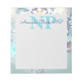 Bloc-note Cute Ice Blue Snowflake Nom personnalisé NP Nurse (Devant)